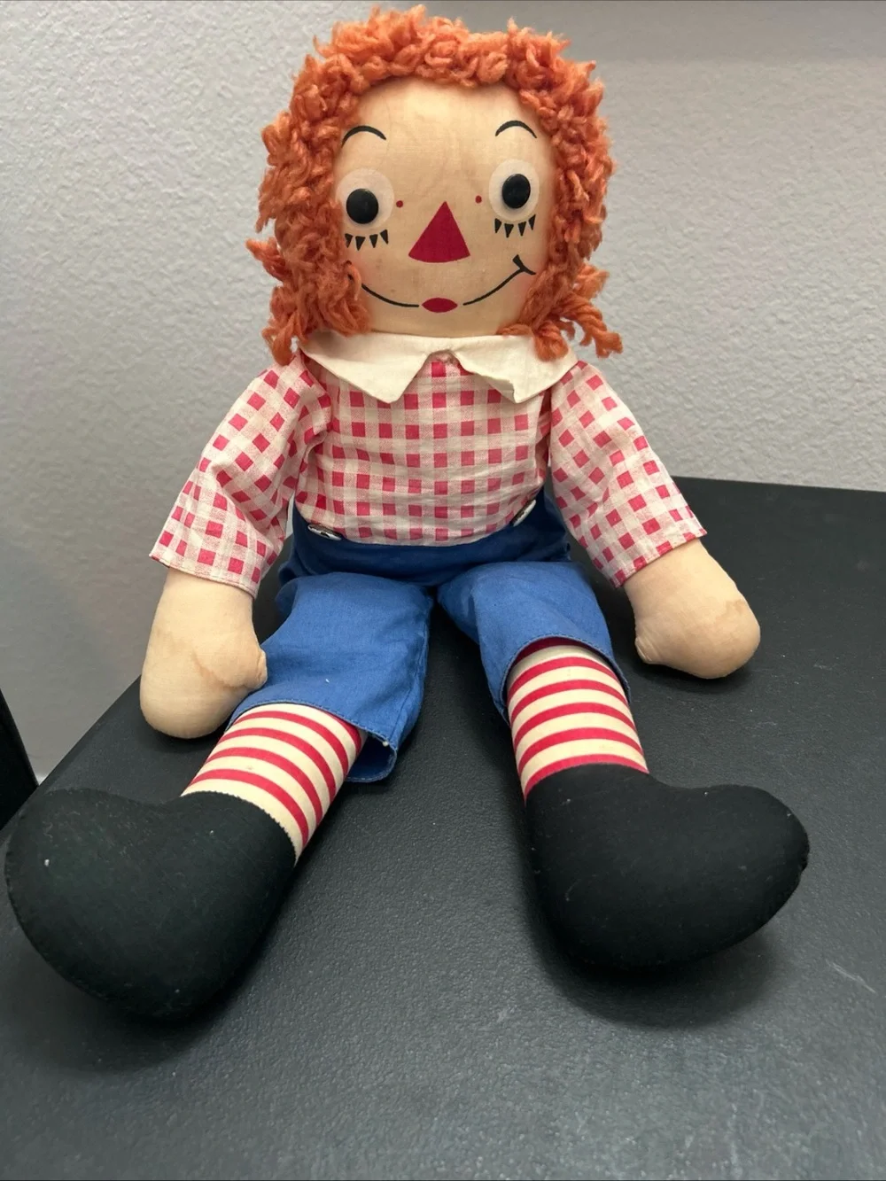 Raggedy Andy RARE double heart vintage doll 18”